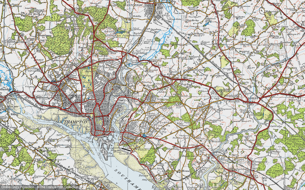 Old Map of Bitterne, 1919 in 1919