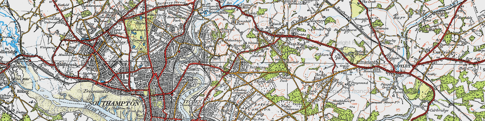 Old map of Bitterne in 1919