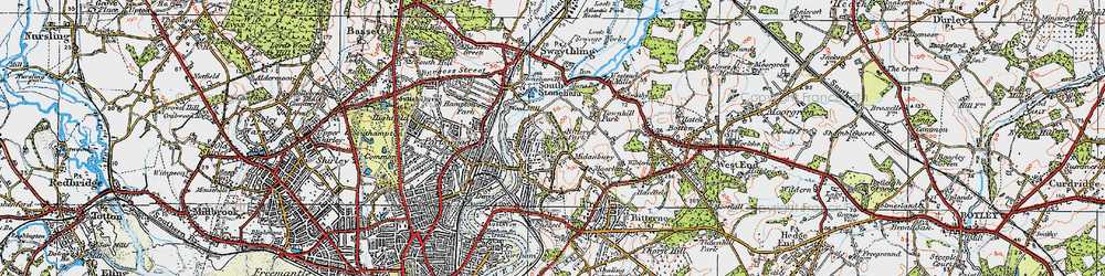 Old map of Bitterne Park in 1919