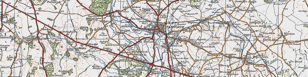 Old map of Bitterscote in 1921