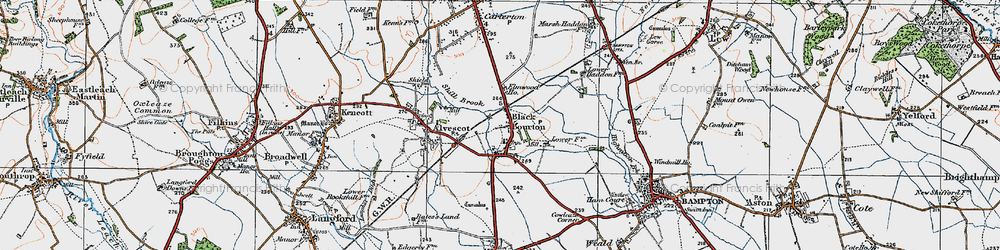 Old map of Black Bourton in 1919