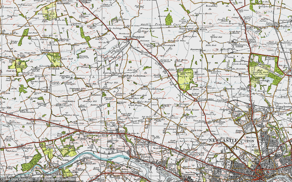 Old Map of Black Callerton, 1925 in 1925