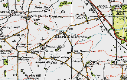 Old map of Black Callerton in 1925
