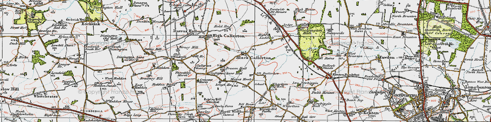 Old map of Black Callerton in 1925