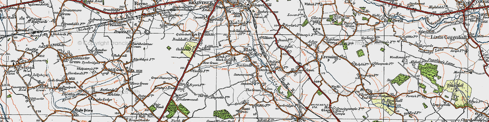 Old map of Black Notley in 1921