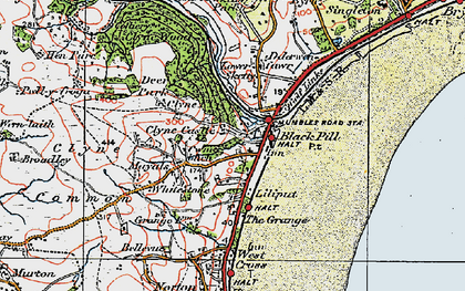Old map of Black Pill in 1923