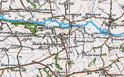 Old map of Black Torrington in 1919