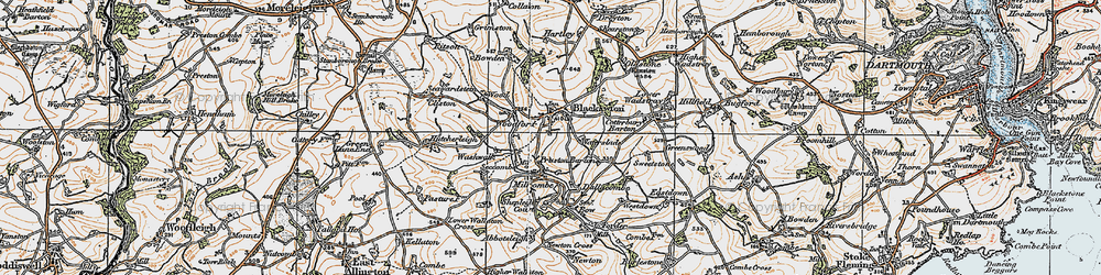 Old map of Blackawton in 1919