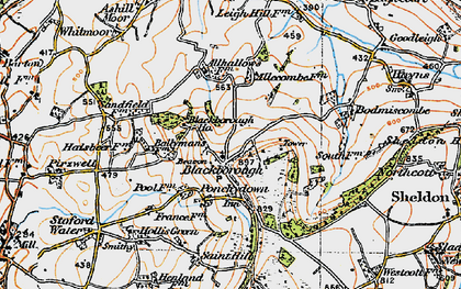 Old map of Blackborough in 1919