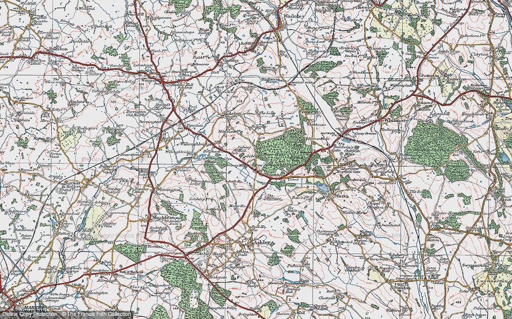 Old Map of Historic Map covering Bogs, The in 1921