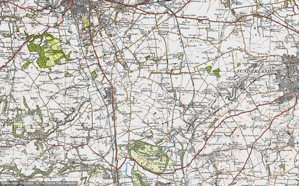 Old Map of Blackfell, 1925 in 1925