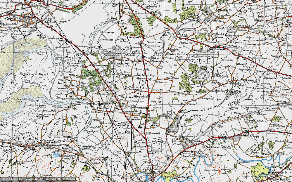 Old Map of Historic Map covering Boggs, The in 1925