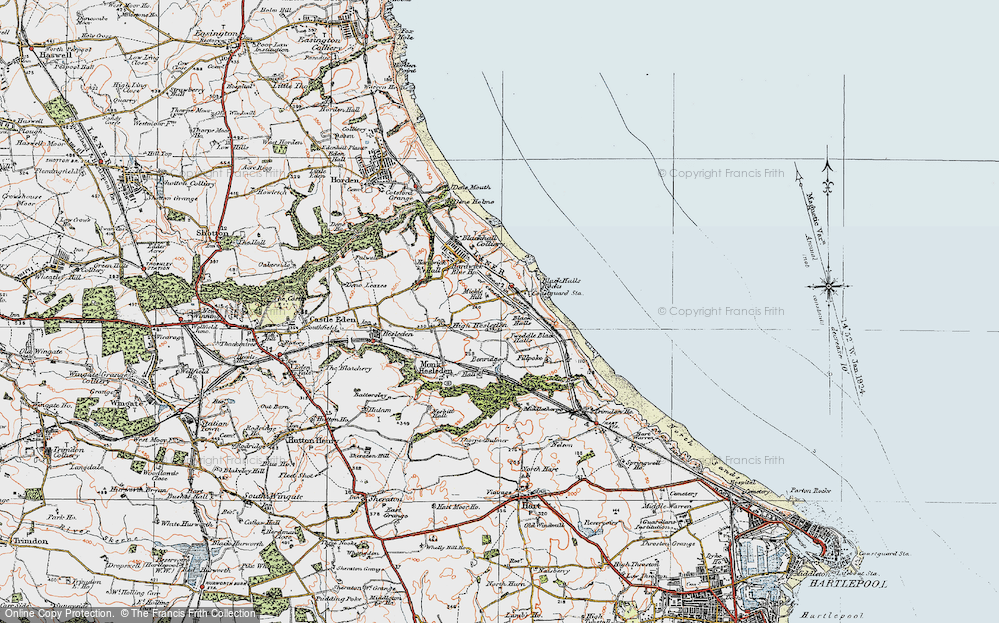Old Map of Blackhall Rocks, 1925 in 1925
