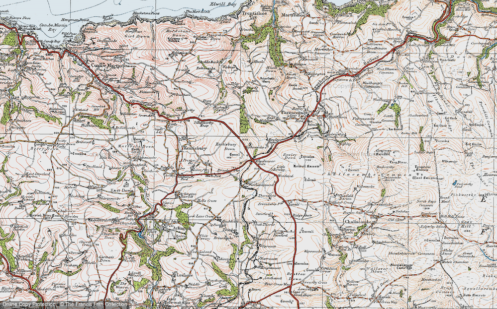 Old Map of Historic Map covering Wistlandpound in 1919