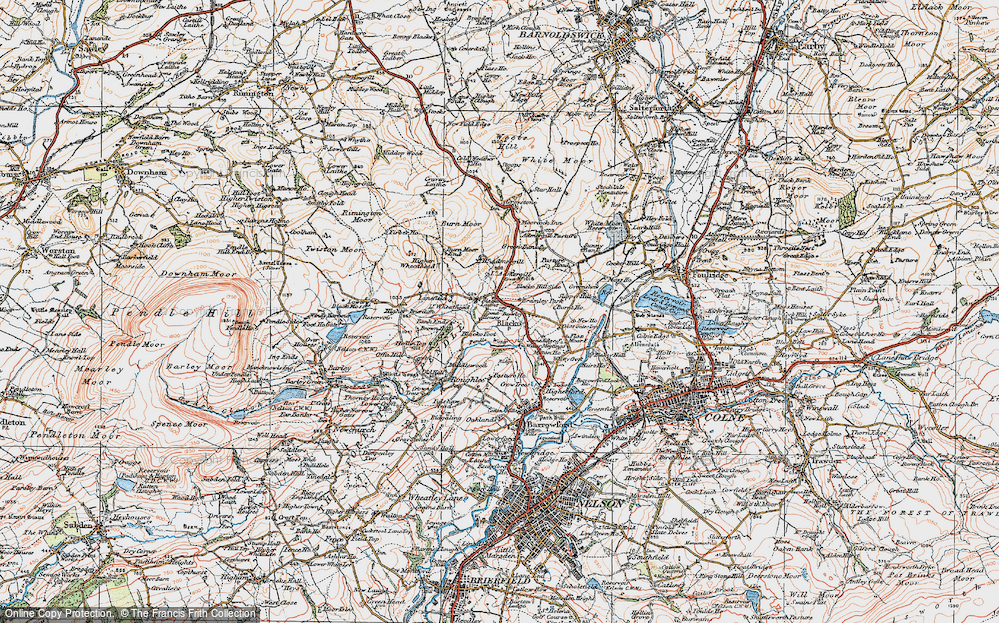 Old Map of Historic Map covering Blacko Foot in 1924