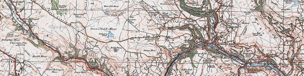 Old map of Blackshaw Head in 1925
