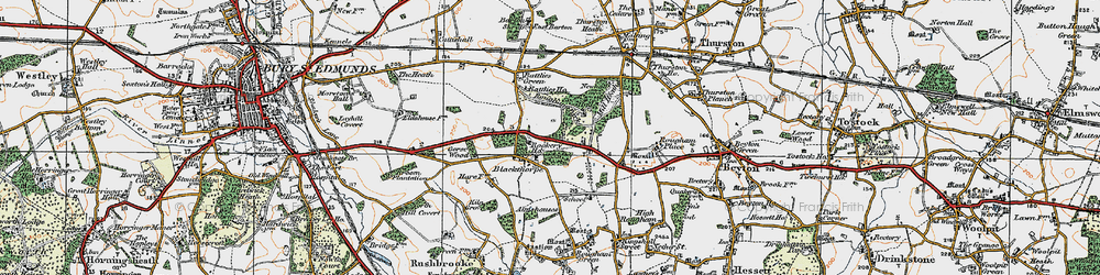 Old map of Blackthorpe in 1921