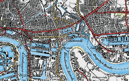 Old map of Blackwall in 1920