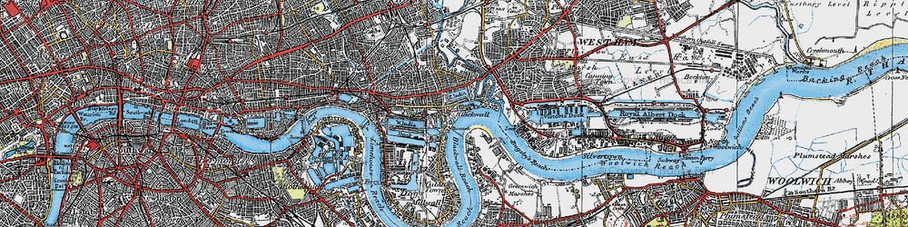 Old map of Bugsby's Reach in 1920