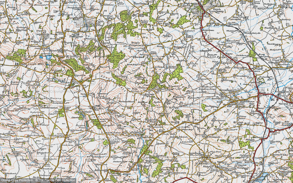 Old Map of Historic Map covering Britty Common in 1919