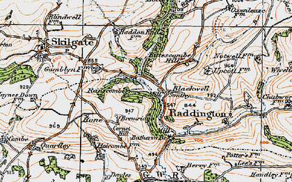 Old map of Bittescombe Hill in 1919