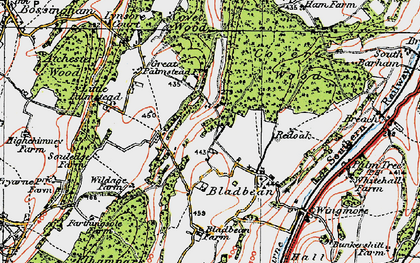 Old map of Bladbean in 1920