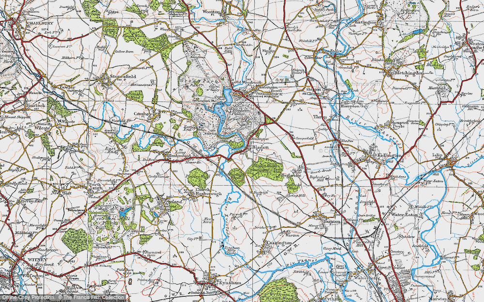 Old Map of Historic Map covering Bladon Heath in 1919