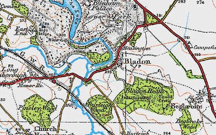 Old map of Bladon in 1919