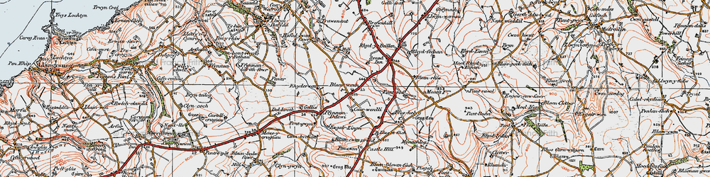 Old map of Afon Soden in 1923