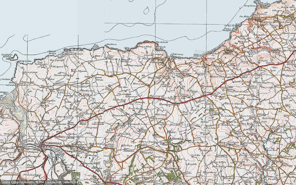 Historic Ordnance Survey Map of Blaenannerch, 1923