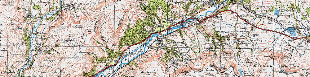 Old map of Aber-pergwm Wood in 1923