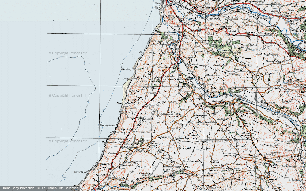 Old Map of Historic Map covering Berth-Rhys in 1922
