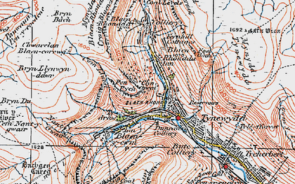 Old map of Bryn Llynwyn-ddwr in 1923