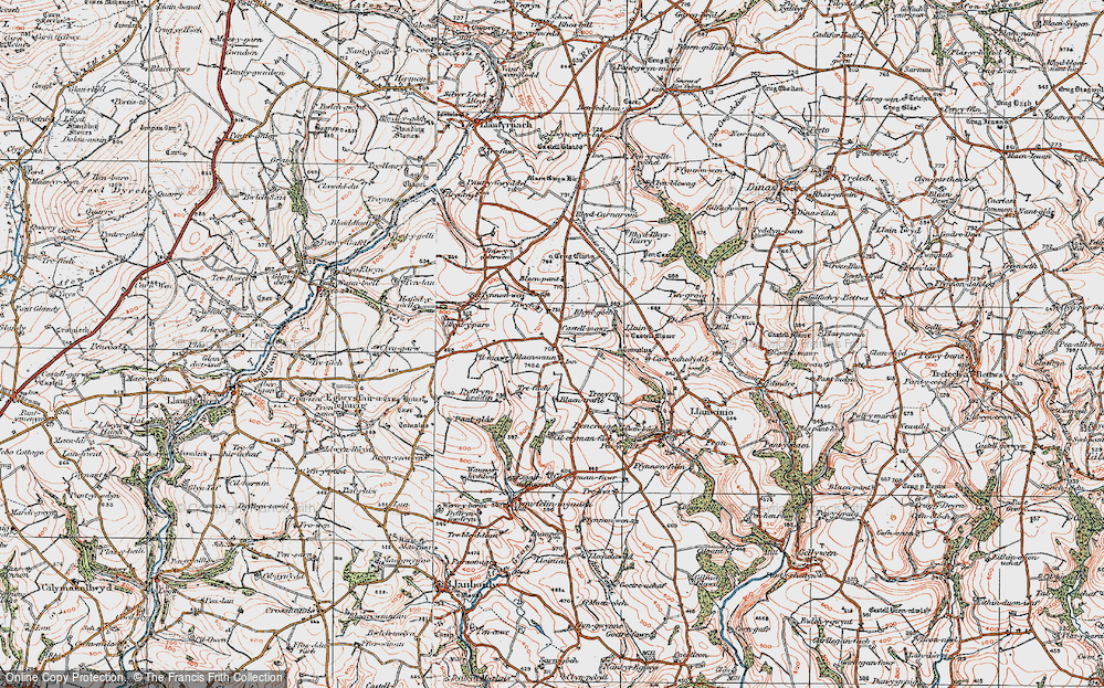 Old Map of Historic Map covering Blaentrafle in 1922