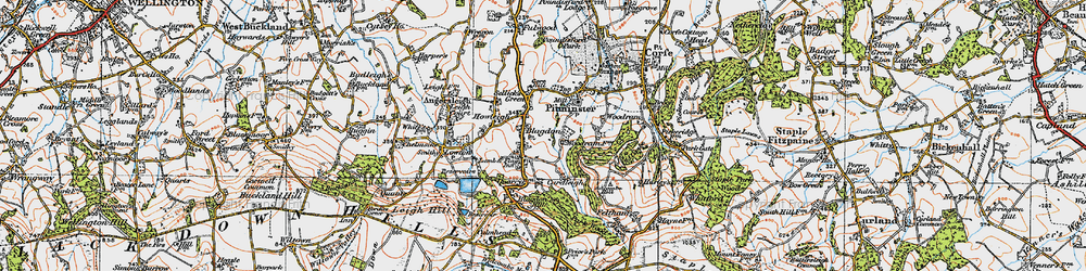 Old map of Blagdon Hill in 1919