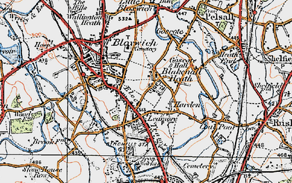 Old map of Blakenall Heath in 1921