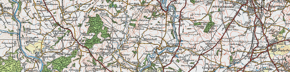 Old map of Blakeshall in 1921