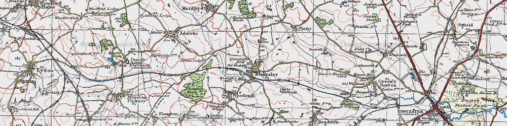 Old map of Blakesley in 1919