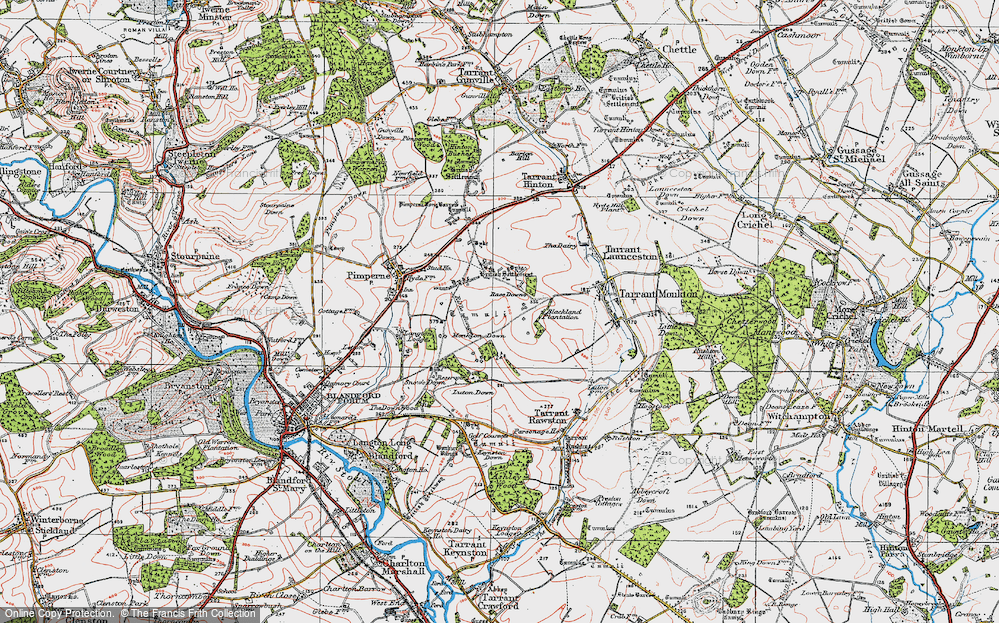 Old Map of Historic Map covering Luton Down in 1919
