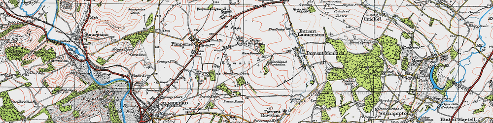 Old map of Monkton Down in 1919