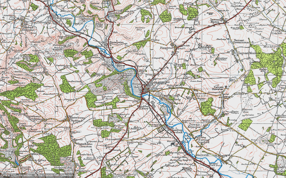 Old Map of Blandford Forum, 1919 in 1919