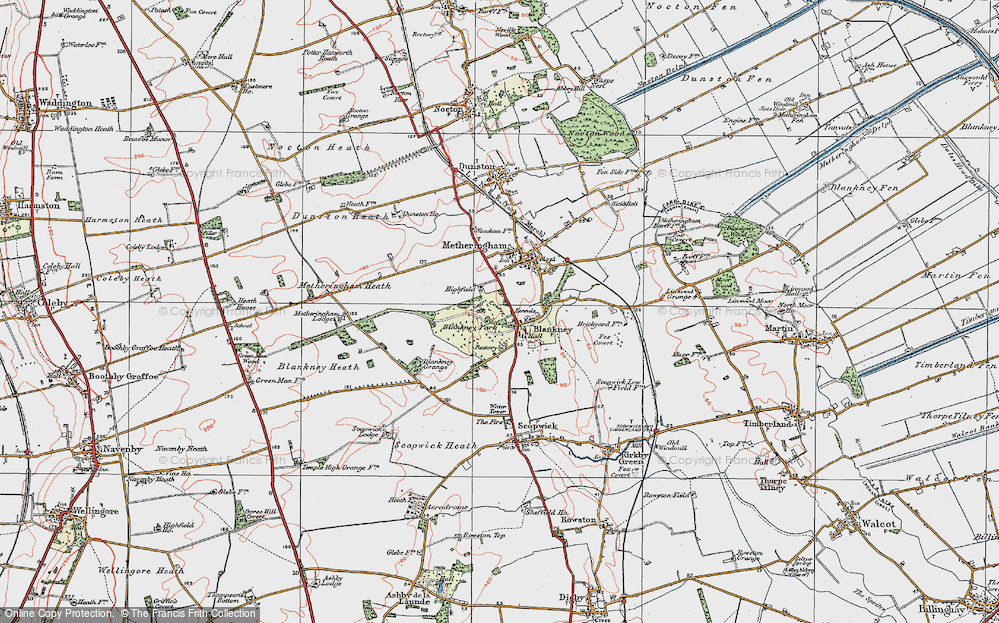 Old Map of Historic Map covering Blankney Park in 1923
