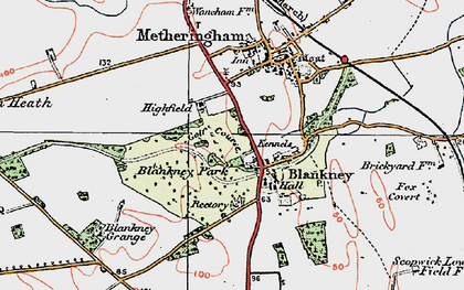 Old map of Blankney in 1923