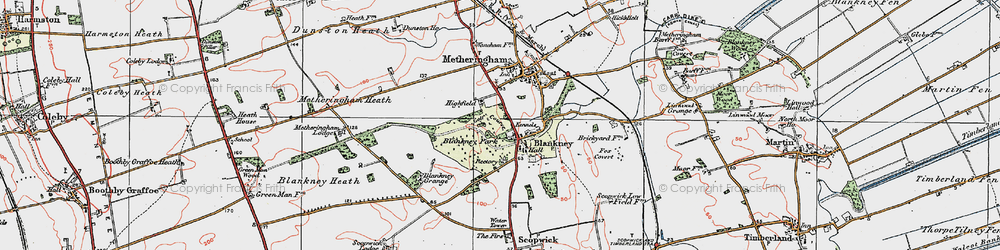 Old map of Blankney Heath in 1923