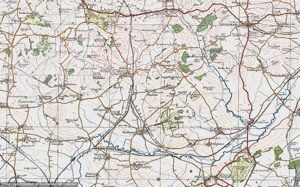 Old Map of Blaston, 1921 in 1921