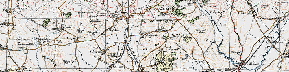 Old map of Blaston in 1921