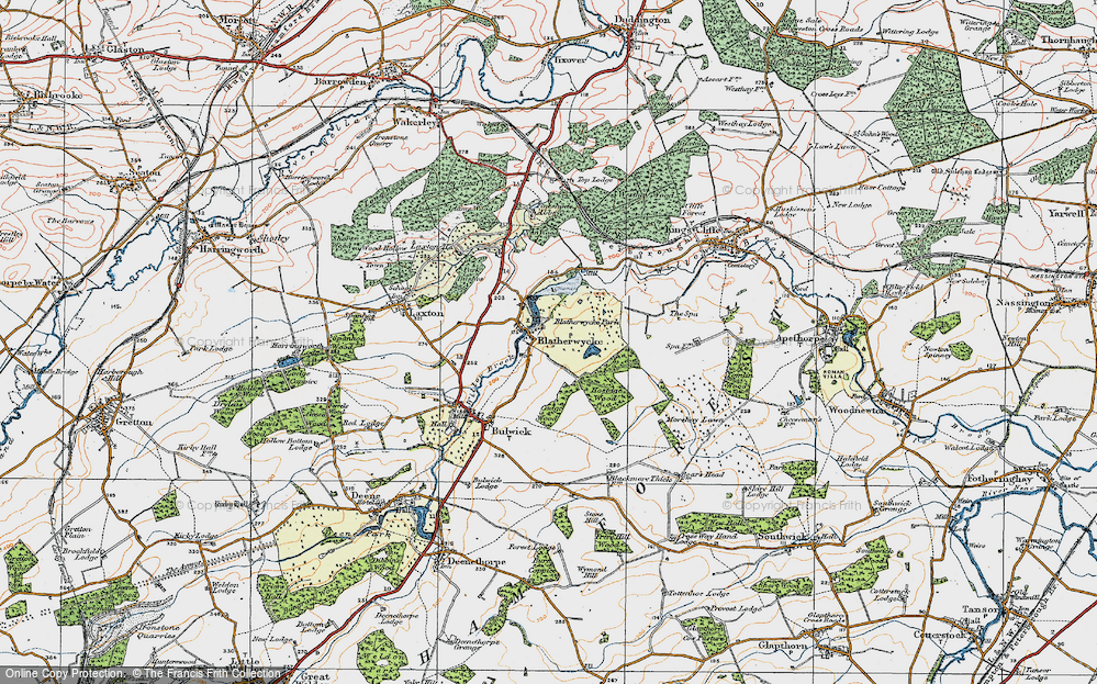 Old Map of Historic Map covering Blatherwycke Lake in 1922