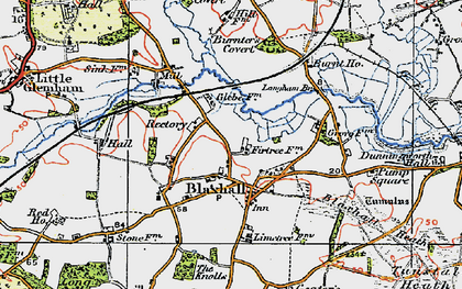 Old map of Blaxhall Hall in 1921