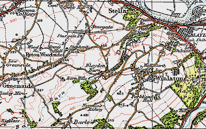 Old map of Blaydon Burn in 1925