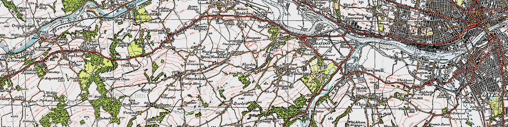 Old map of Blaydon Burn in 1925